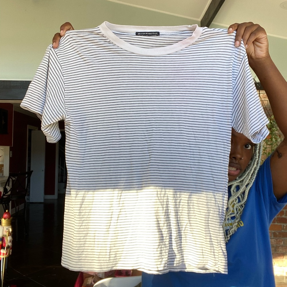Brandy Melville Black and White Stripped T-shirt